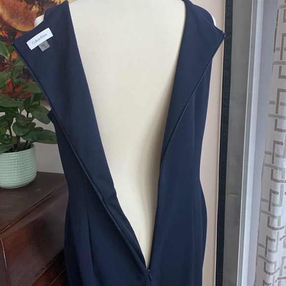 🎉Host Pick🎉 Gorgeous Calvin Klein Sleeveless Twilight Blue High Low Dress EUC - Picture 11 of 17